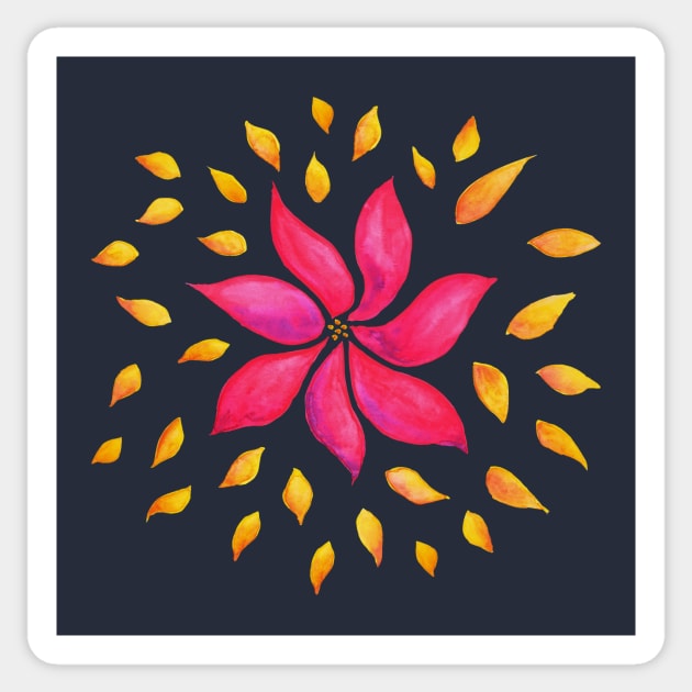 Abstract Watercolor Pink Flower In The Wind Sticker by Boriana Giormova